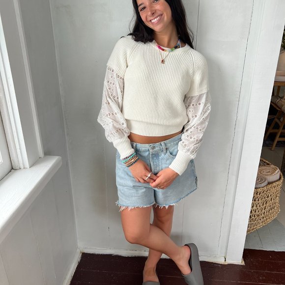 White Eyelet Sweater - Picture 2 of 7